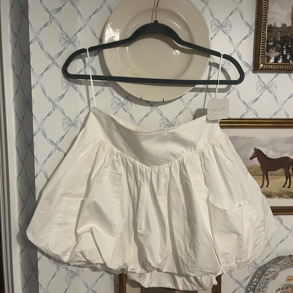 Altar'd State Ivory Tiered Mini Skirt